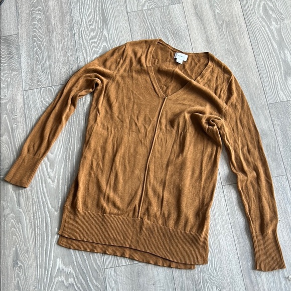 Women's V-Neck Sweater - Tan - Picture 1 of 5
